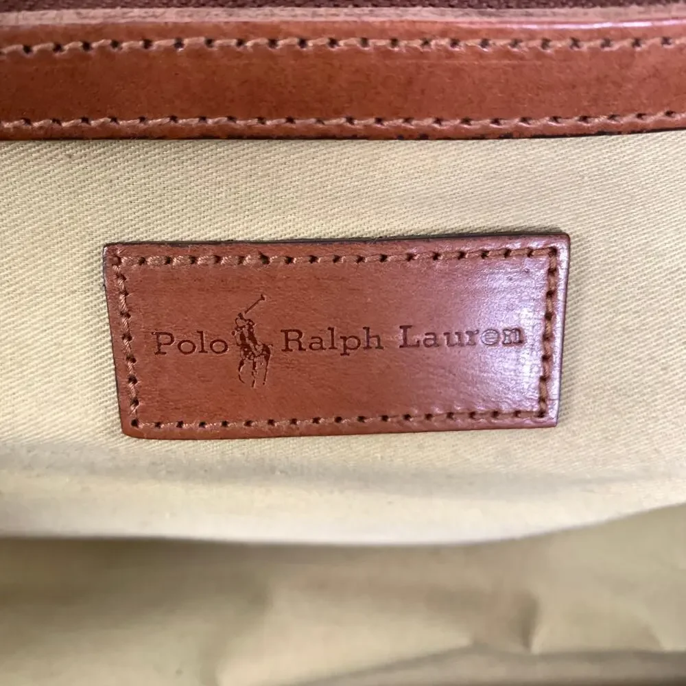 POLO Green Navy Plaid Canvas leather Bag